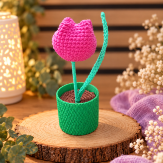 Tulipe décorative au crochet – Pot imprimé en 3D